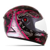Capacete Feminino Preto Rosa Mixs Fokker Racing Girls