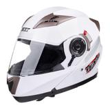 Capacete Gladiador Moto Texx Gladiator Articulado Robocop Branco - 61