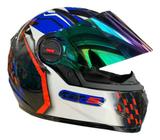 Capacete GT 5 Branco e Azul - FW3 + Viseira Camaleão