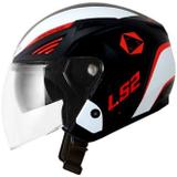 Capacete LS2 OF586 Bishop Rising Preto/Cinza/Vermelho Brilho