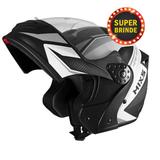 Capacete Mixs Gladiator Masculino Escamoteável Robocop Neo Preto Cinza Brilho