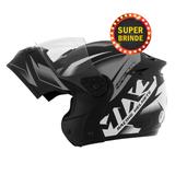 Capacete Mixs Gladiator Masculino Escamoteável Robocop Storm Preto Cinza Brilho