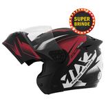 Capacete Mixs Gladiator Masculino Escamoteável Robocop Storm Preto vermelho Brilho