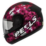 Capacete Moto Feminino Peels Spike Blossom Preto Fosco Flor De Cerejeira