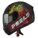 Capacete Moto Feminino Peels Spike Indie Preto Fosco Colorido