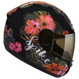 Capacete Moto Feminino Peels Spike Tropical Preto Fosco Flores