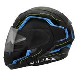 Capacete Moto Peels Articulado Escamoteável Urban Ultron Preto Fosco Azul Com Óculos Solar