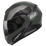 Capacete Moto Peels Robocop Escamoteável Urban Sync 2 Verde Militar Fosco