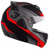 Capacete Moto Pro Tork Articulado Escamoteável V-pro Jet 3 Preto Fosco Vermelho