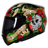 CAPACETE MT REVENGE SKULL e ROSE PRETO/VERMELHO
