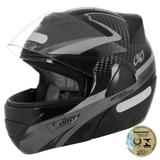 Capacete Pro Tork V-Pro Jet 2 Carbon Escamoteável Preto/Cinza
