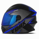 Capacete Protork R8 Cor Principal Azul Tamanho 60 Pn Viseira Iridium - Pro tork