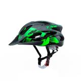 Capacete TSW Mtb Raptor 2 Led e Viseira M Regulagem 54/58 cm Preto e Verde