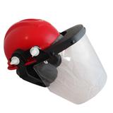 Capacete Vermelho com Protetor Facial e Abafador Ledan