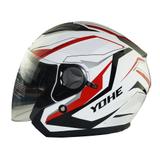 Capacete Yohe Aberto Grid branco óculos