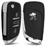 Carcaça Chave Canivete Peugeot 307 2001 a 2012 Peugeot 308 2012 a 2017 3 Botões Lâmina Grove Preto - Ha imports
