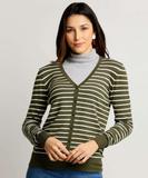 Cardigan Feminino Listrado Manga Longa Marisa