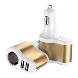 Carregador Adaptador Veicular - 2 Entradas Usb - 1 Acendedor Cigarro para gps celular tablet iphone - Playshop eletrônicos
