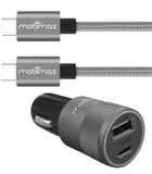 Carregador Automotivo com duas entradas USB-C e USB + cabo USB-C - Mobimax