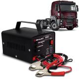 Carregador Bateria Automotivo Para Caminhão Shutt Bivolt 12V 10A 120W Led Indicador Auxiliar Partida