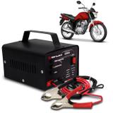 Carregador Bateria Automotivo Para Moto Shutt Bivolt 12V 10A 120W Com Led Indicador Auxiliar Partida