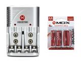 Carregador de Pilhas Mox MO-738 Com 4 Pilhas AA de 3600mah