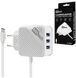 Carregador de tomada bivolt com 3 saídas usb e cabo v8 - Royal eletronic