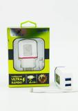 Carregador Parede Ultra Rápido 4.0A 20W iPhone 5,6,7 Com 2 Entradas USB X-CELL