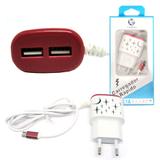Carregador Rápido de Parede V8 2.1A Wumax 2 USB 1.2 Metro Led Estrela Vermelho