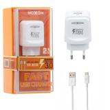 Carregador Rápido Tomada De Parede Dupla Porta Usb 2.4 A Para Celular, Ipad Tablet Moxom KH-31y