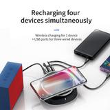 Carregador sem Fio Wireless Iphone Samsung 10W 4 em 1 Com 3 Portas USB 3.4A Turbo Ultra Fast Baseus