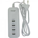 Carregador USB 4 Portas 0.5A a 2A 044-2004 Branco Chipsce