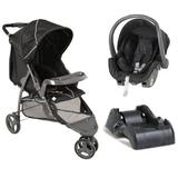 Carrinho 3 Rodas Cross Trail com Bebê conforto e Base Preto - Galzerano