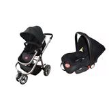 Carrinho + Bebê Conforto 3 Rodas Moisés Attractive Preto - Dardara