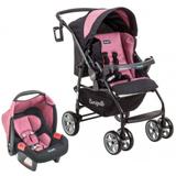 Carrinho de Bebê AT6 K com Cadeira Touring SE Preto com Rosa - Burigotto