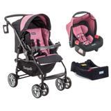 Carrinho de Bebê AT6 K + Touring Evolution SE PRETO E ROSA + Base - Burigotto