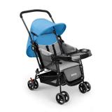 Carrinho De Bebê Berço Com Bandeja Weego Azul