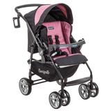 Carrinho de Bebe Burigotto Reclinavel Cabo Reversivel AT6 K Preto/Rosa - IXCA2055