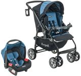 Carrinho de Bebe com Bebe Conforto Burigotto AT6 K Preto e Azul