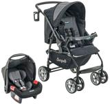 Carrinho de Bebe com Bebe Conforto Burigotto AT6 K Preto e Cinza