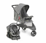 Carrinho de Bebe com Bebe Conforto e Base Galzerano Cross Trail Grafite