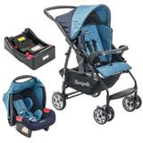 Carrinho de Bebê com Bebê Conforto Rio K Geo Azul + Base - Burigotto