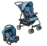 Carrinho de Bebê com Bebê Conforto Rio K Geo Azul - Burigotto