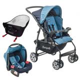 Carrinho de Bebê com Bebê Conforto Rio K Geo Azul + Ninho Pramete - Burigotto