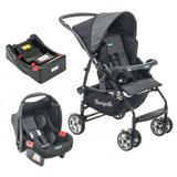 Carrinho de Bebê com Bebê Conforto Rio K Geo Preto + Base - Burigotto