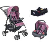 Carrinho de Bebê com Bebê Conforto Rio K Geo Rosa + Base - Burigotto