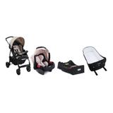 Carrinho de Bebe Ecco com Bebe Conforto Capuccino + Base e Ninho Pramette - Burigotto