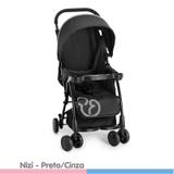 Carrinho de Bebe Galzerano Nizi Preto/Cinza