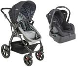 Carrinho de Bebe Kiddo Galaxy Grafite com Bebê Conforto e Base