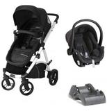 Carrinho De Bebê Maly Preto / Branco + Bebê Conforto + Base - Dzieco